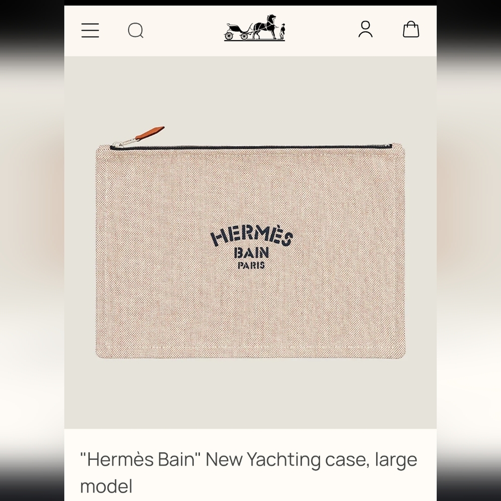 Hermes Beige Canvas 'Hermes Bain' Crossbody with Orange Strap - Picture 15 of 16